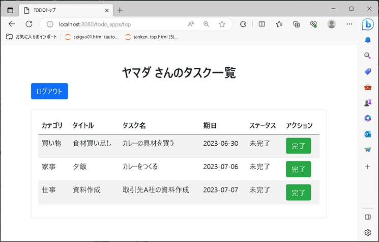 【flaskその２】TODOトップ画面表示